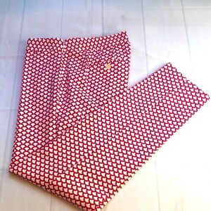 NEW TALBOTS Chatham Red White Print Slim Ankle Pants Side zip Women’s Size 6